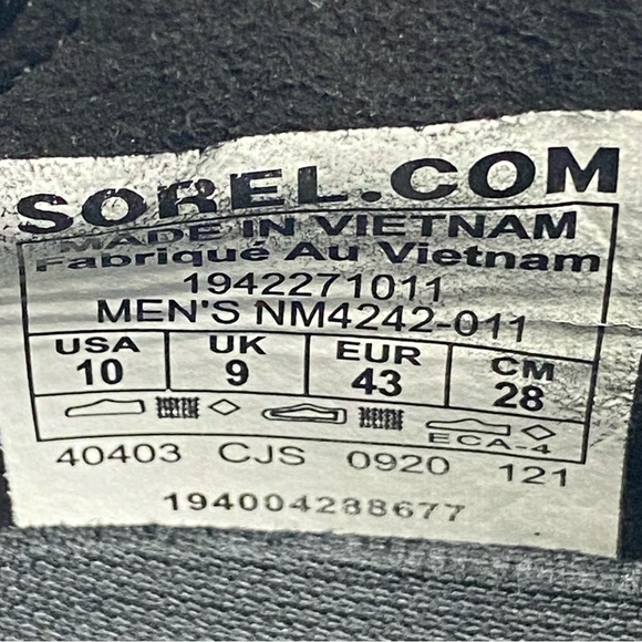 Sorel Mens Kinetic Ripstop Sneakers Color Black/White Midsoles. SZ 10 - Picture 11 of 11